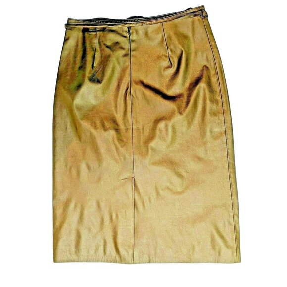 Affiniti Small Gold  Polyester Blend Zippered Back-belt waist-knee length Skirt - Picture 9 of 9